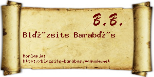 Blázsits Barabás névjegykártya